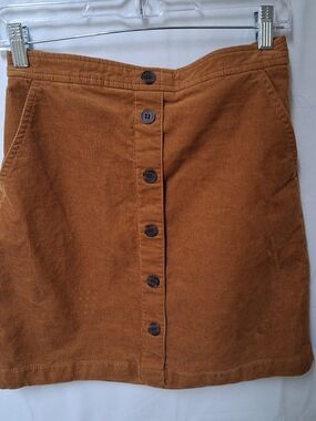 J.Crew Corduroy Mini Skirt Brown Button Front Pockets Size 4